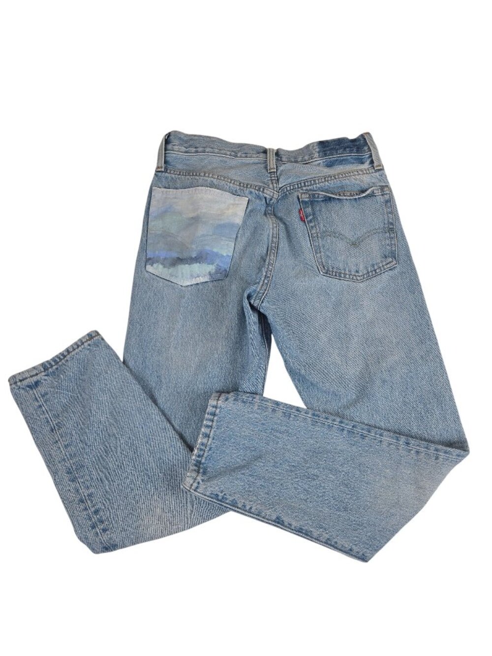 Hand Painted Levis 501 Light Wash Denim Jeans Size 26 x 26
